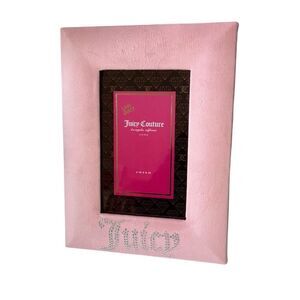 Juicy Couture Home Pink Velvet Rhinestone Logo Stand Up Photo Picture Frame 4x6